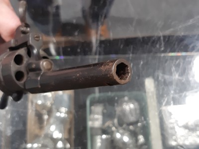 Lot 169 - Two 19th century flintlock pistols, and a Belgian pinfire revolver