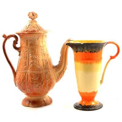 Lot 61 - Victorian salt-glazed coffee pot, and a 1930s jug