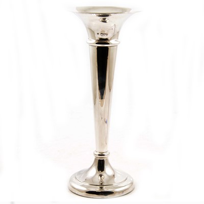 Lot 265 - A large silver trumpet shaped vase, The Alexander Clark Manufacturing Co, London 1908.