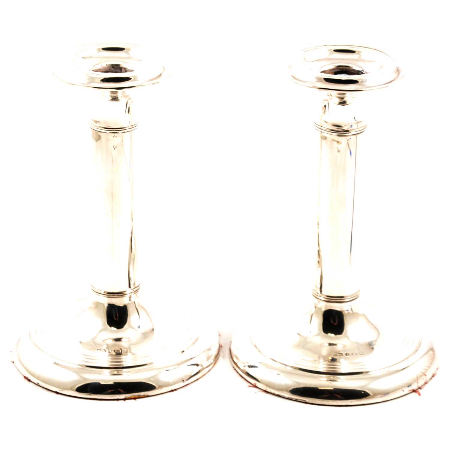 Lot 266 - A pair of silver candlesticks, S G Jacobs, Birmingham 1908.