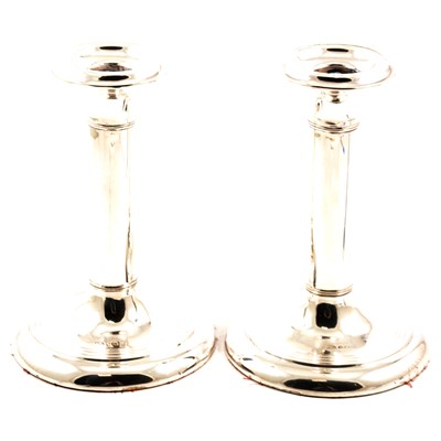 Lot 266 - A pair of silver candlesticks, S G Jacobs, Birmingham 1908.