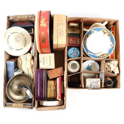 Lot 126 - Three boxes of small advertising items, plus loose china, etc.