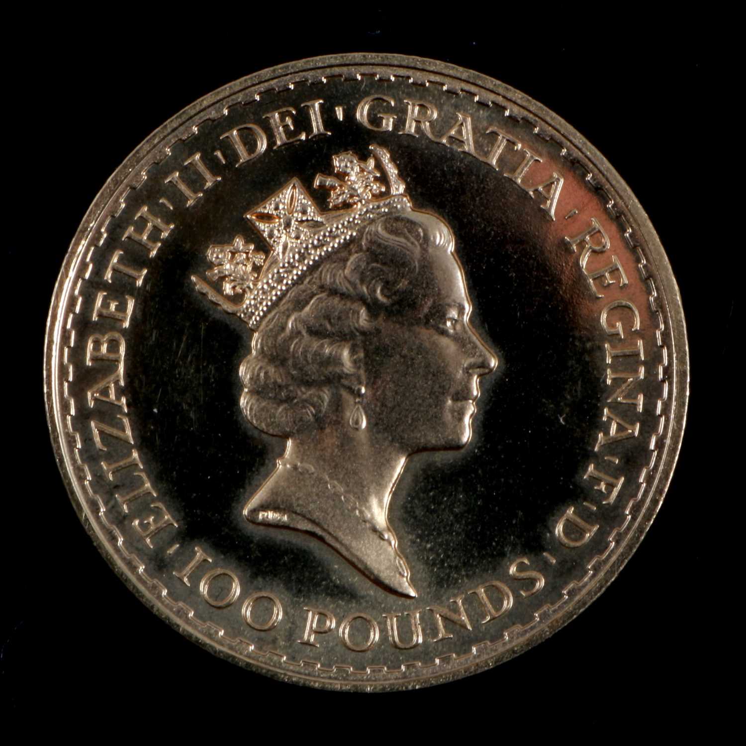 Lot 180 - An One Ounce Fine Gold 100 Pound Coin, Elizabeth II 1987.