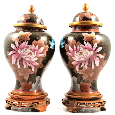 Lot 75 - Pair of modern Chinese cloisonne vases and covers