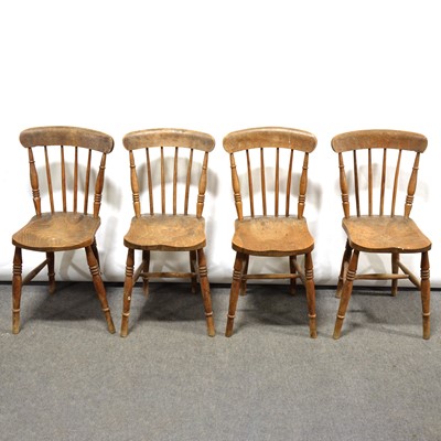 Lot 555 - Six matched farmhouse beech kitchen chairs