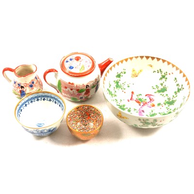 Lot 42 - Small Japanese Satsuma bowl, other Japanese ceramics