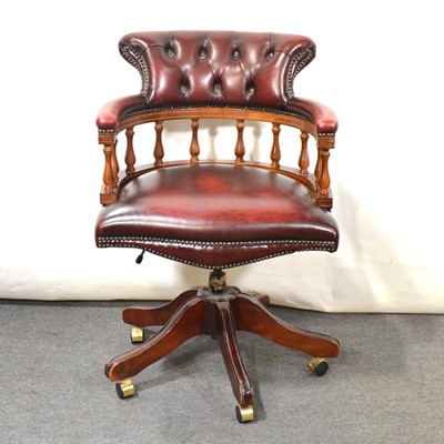 Lot 363 - Modern mahogany and leather Captain's chair