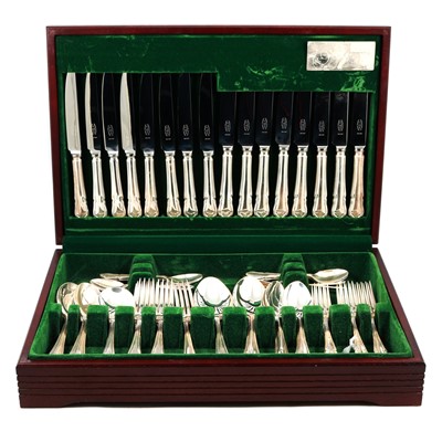 Lot 129 - Two canteens of silver-plated cutlery, both unused.