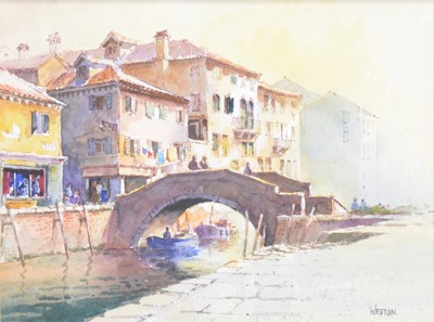 Lot 334 - David Weston, Venice, and another watercolour.