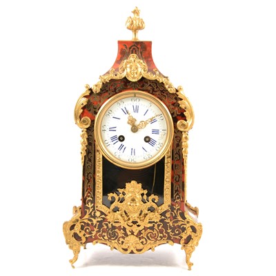 Lot 177 - French tortoiseshell and brass "boulle" mantel clock