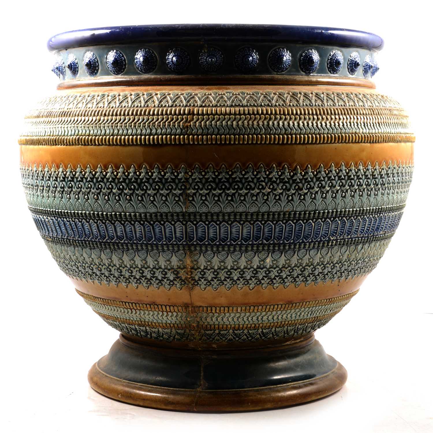 Lot 93 - Large Doulton Lambeth stoneware jardiniere, 1884