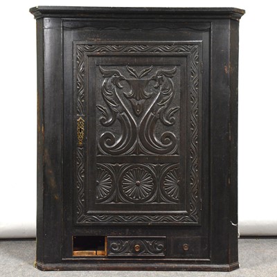 Lot 447 - Oa and pine hanging corner cupboard