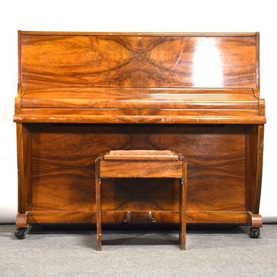 Lot 87 - Art Deco style walnut upright piano, by Chappell, and a matching stool