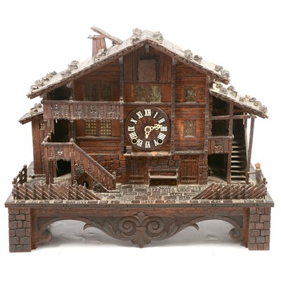 Lot 181 - Large German Black Forest cuckoo clock designed as a Chalet, late 19th century