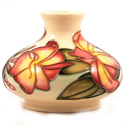 Lot 25 - Moorcroft Pottery - Frangipani pattern vase.