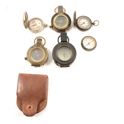 Lot 228 - Six pocket compasses, WWI and later