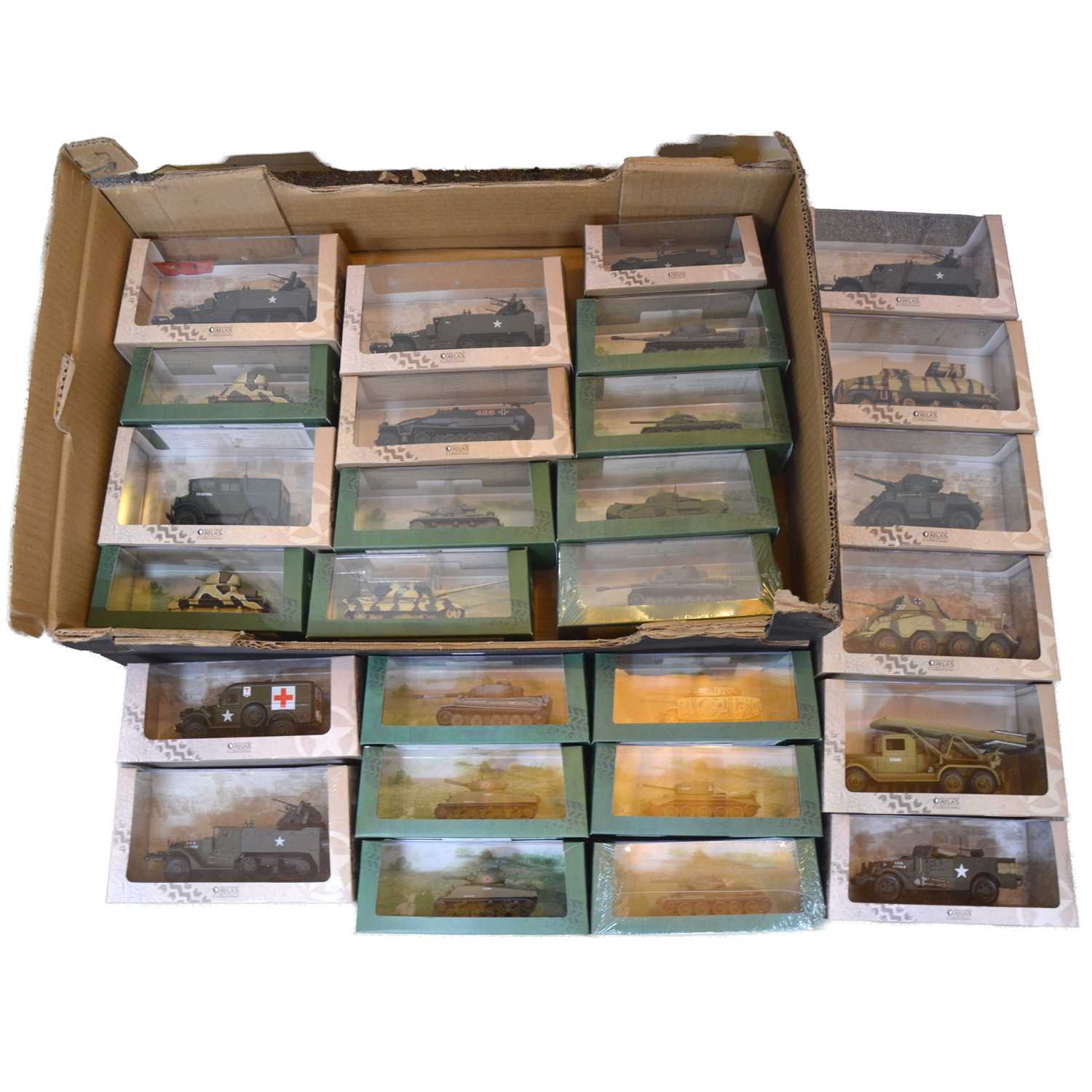 Lot 91 - Twenty-seven Atlas die-cast military vehicles,