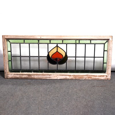 Lot 153 - Large rectangular leaded and stained glass window, Arts and Crafts style