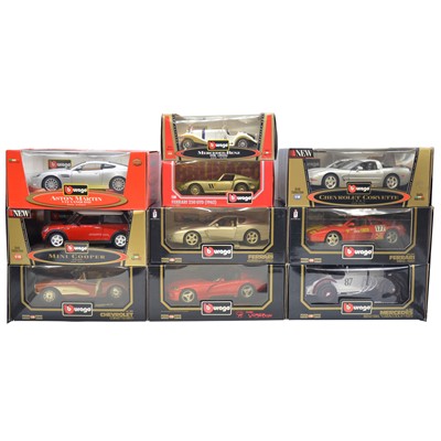 Lot 88 - Ten Burago die-cast model vehicles, boxed