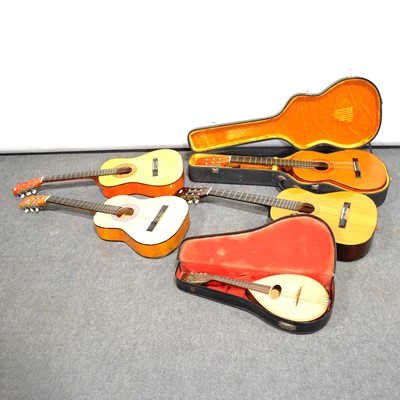 Lot 264 - BM Concert acoustic guitar, three other acoustic guitars and a mandolin.