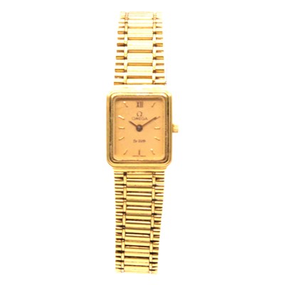 Lot 405 - Omega - a lady's gold-plated De Ville quartz wristwatch.