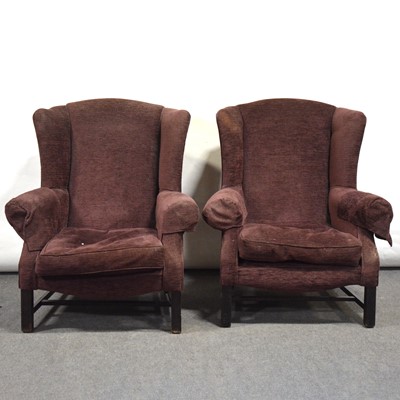 Lot 556 - Pair of modern wing back easy chairs and another similar chair