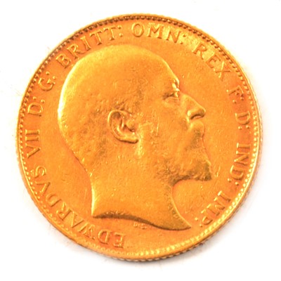 Lot 281 - A Gold Full Sovereign Coin, Edward VII, 1908.