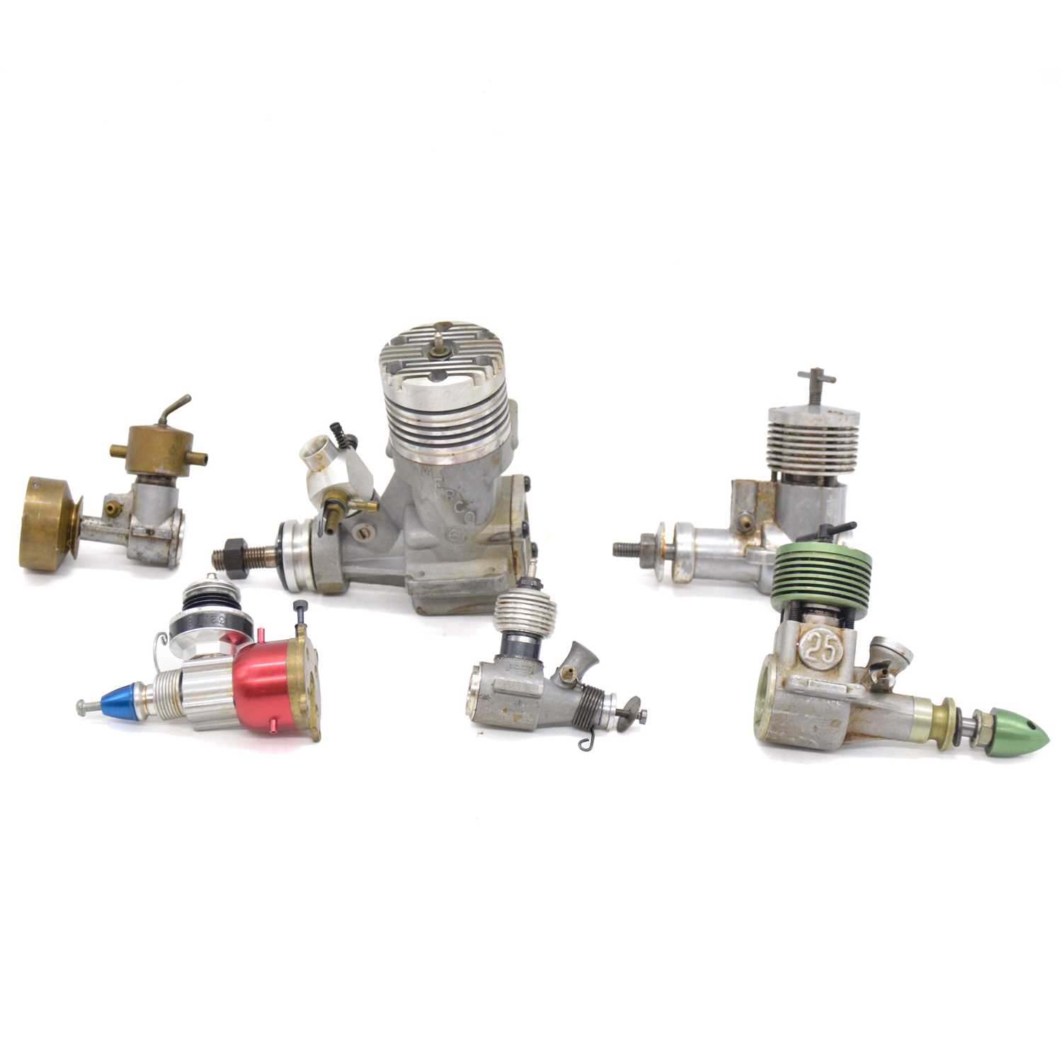 Lot 497 - Six glow and diesel engines including Merco, FOK and others