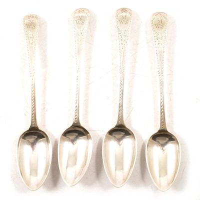 Lot 301 - Set of twelve Georgian teaspoons, Samuel Godbehere & Edward Wigan, London 1792.