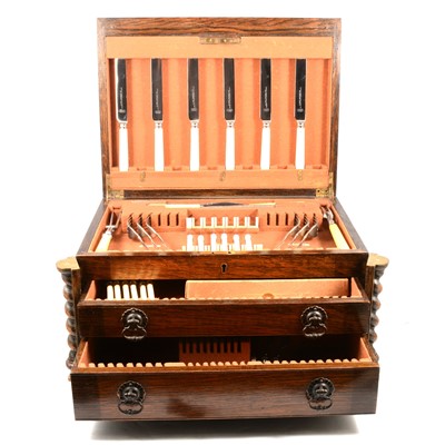 Lot 237A - Part canteen of cutlery in an oak case