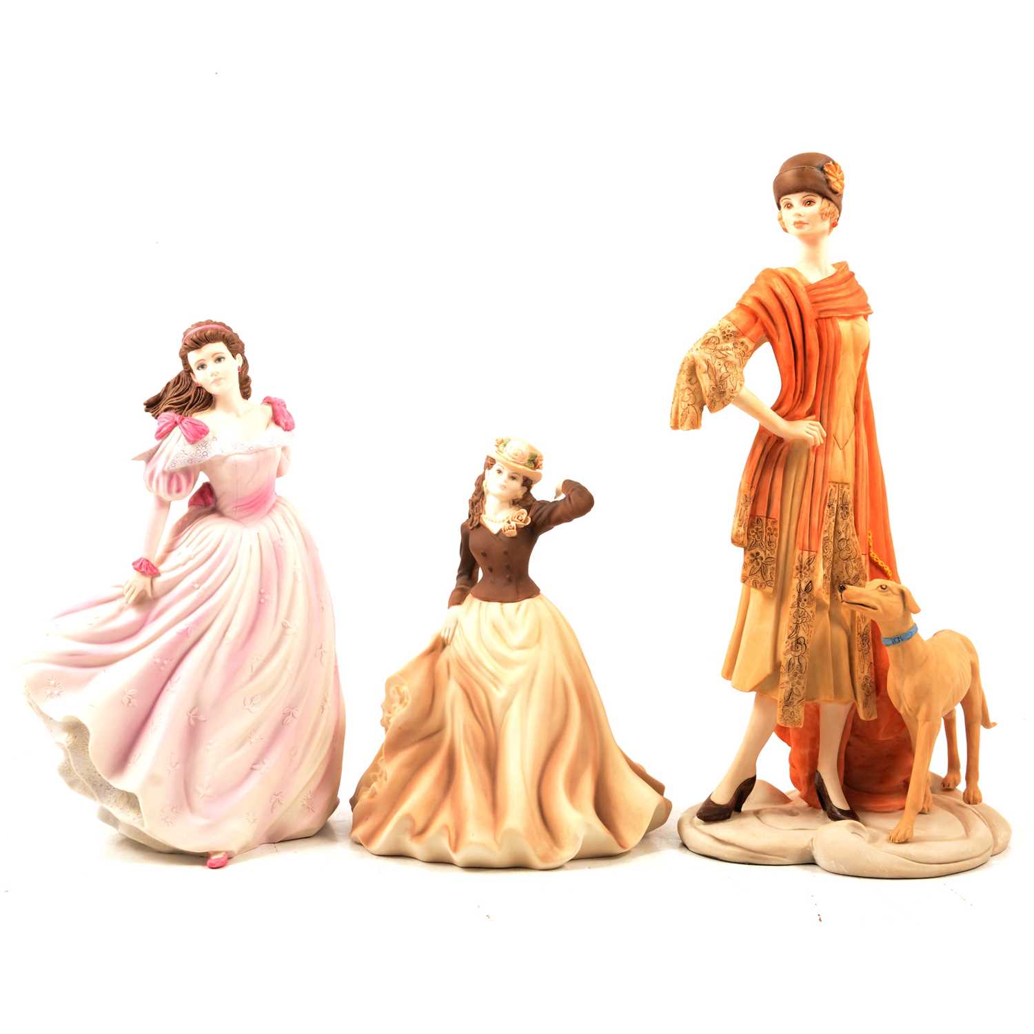 Lot 35 - Eight Royal Doulton and Coalport matt finish figurines.
