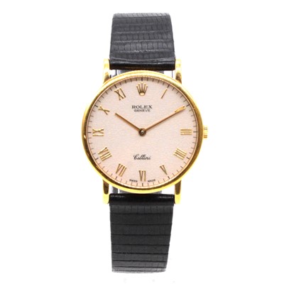 Lot 379 - Rolex - a gentleman's 18 carat yellow gold Cellini manual wind wristwatch.