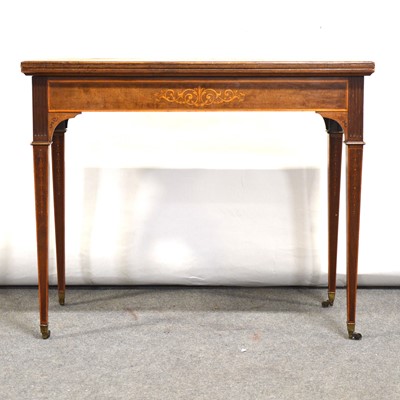 Lot 489 - Edwardian inlaid mahogany card table