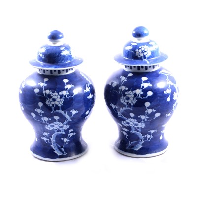 Lot 22 - Pair of Chinese porcelain Prunus jars and covers