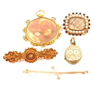 Lot 166 - A collection of Victorian brooches and pendants.