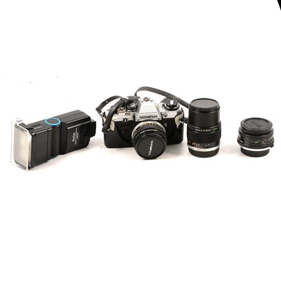 Lot 160 - Olympus om10 camera body and other camera equipment