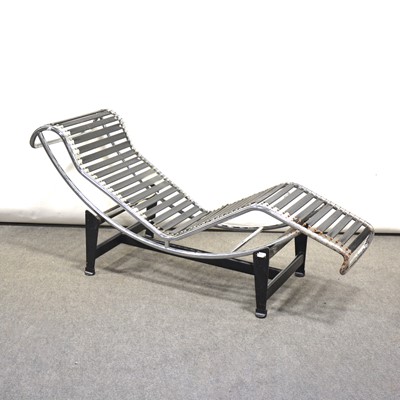 Lot 55 - After Le Corbusier, an LC4 style chrome framed chaise longue