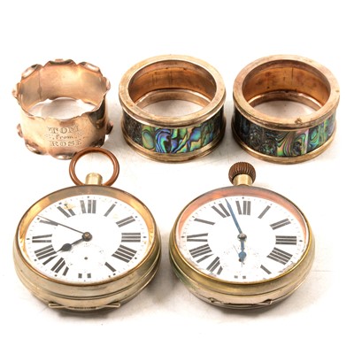 Lot 319 - Goliath pocket watches, silver mounted case, etc.