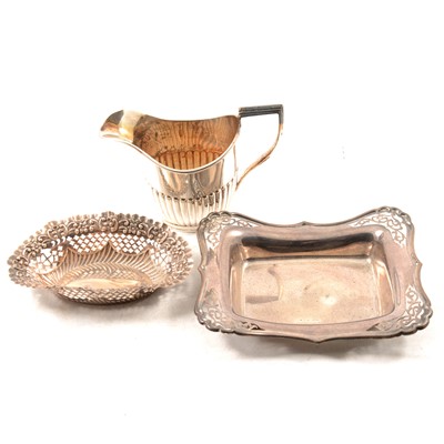 Lot 313 - Silver cream jug and two dishes