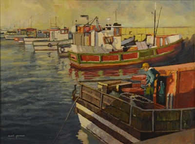 Lot 421 - Marc Poisson, Boats in harbour.