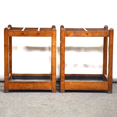 Lot 554 - Pair of Edwardian oak stick and umbrella stands