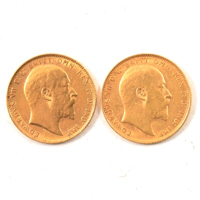 Lot 275 - Two Gold Full Sovereign Coins, Edward VII 1904 and 1906.