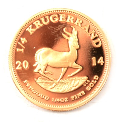 Lot 266 - A 2014 Krugerrand 1/4oz Gold Proof Coin.