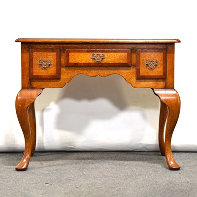 Lot 458 - Georgian style oak and mahogany lowboy by Haselbech Oak