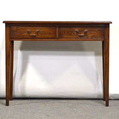 Lot 455 - Georgian style oak and mahogany side table by Haselbech Oak