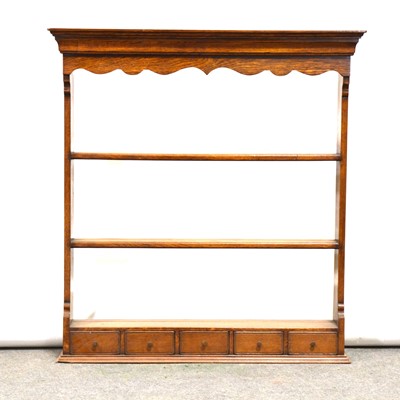 Lot 540 - Haselbech Oak open wall shelves, Georgian style