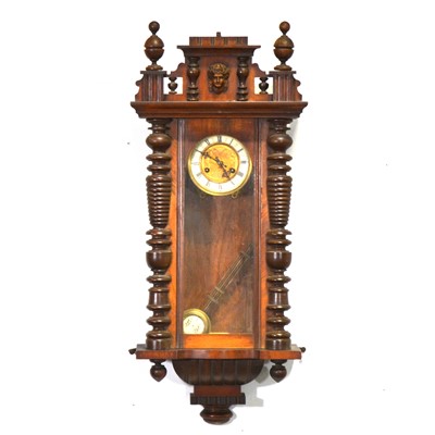 Lot 530 - Vienna style mahogany wall clock