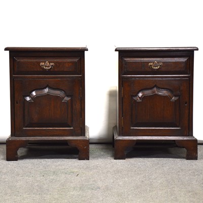 Lot 493 - Pair of Haselbech Oak Georgian style pedestal cupboards