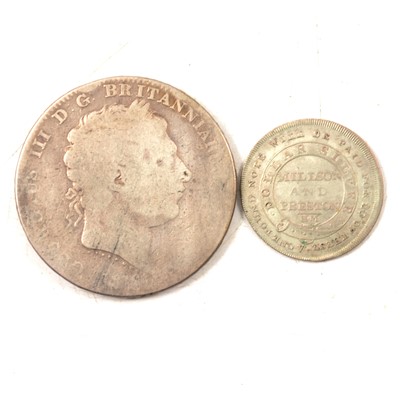 Lot 314 - A George III silver crown and a Lincoln Silver Token.