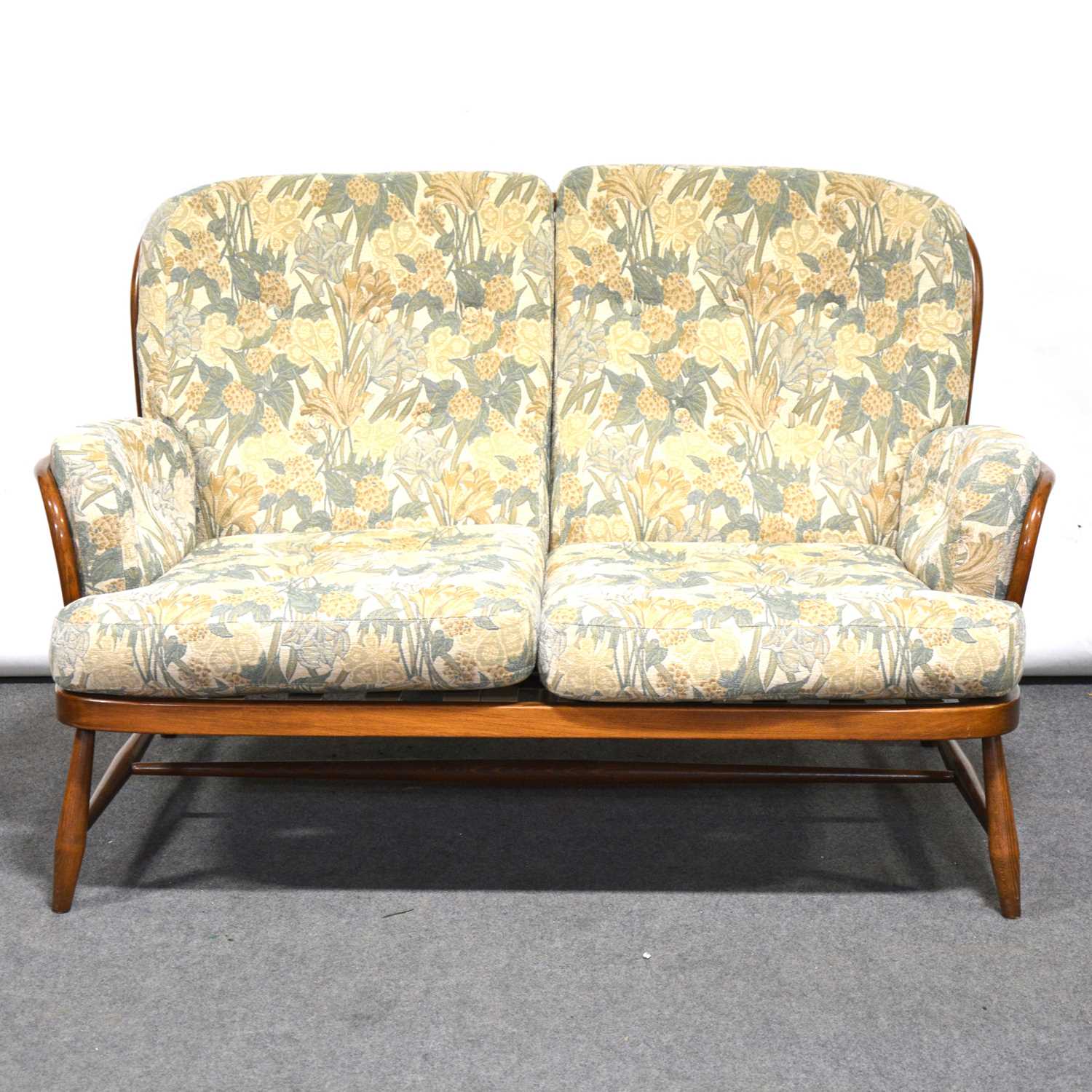 Lot 531 - Ercol beech framed three piece lounge suite,